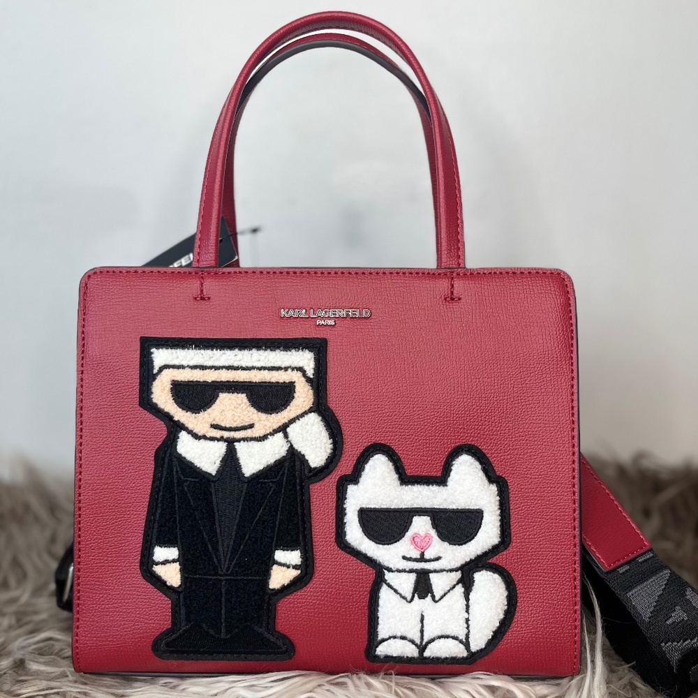 ❌SOLD❌ Karl Lagerfeld Paris Maybelle Red Top Handle Satchel Crossbody Bag NWT - Picture 1 of 9